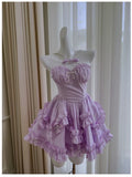 Sexy Ball Gown Halter Lilac Chiffon Short Homecoming Dresses Birthday Outfits HZ1024
