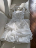 Sexy Ball Gown Spaghetti Straps White Organza Short Homecoming Dresses Birthday Outfits HZ1024
