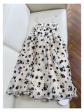 Modest A line Spaghetti Straps Black Floral Prom Dress Formal Dresses HZ1024