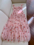 Modest A line Straps Pink Floral Prom Dress Formal Dresses HZ1024