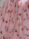 Modest A line Straps Pink Floral Prom Dress Formal Dresses HZ1024