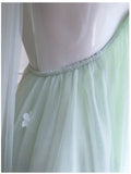 Modest A line Halter Tulle Mint Green Prom Dress Formal Dresses HZ1024
