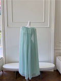 Modest A line Spaghetti Straps Green Chiffon Prom Dress Formal Dresses With Cape HZ1024
