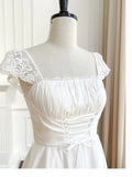 Simple A Line Straps Chiffon Short Lace White Homecoming Dresses Birthday Outfit HZ1024