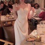 Modest Sheath Straps Halter Ivory Long Prom Dress Formal Dresses HZ1024