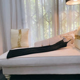 Sexy Sheath Spaghetti Straps Black Velvet Slit Prom Dress Formal Dresses HZ1024