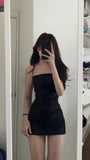 Simple Sheath Straps Black Short Homecoming Dresses Birthday Outfit HZ1024