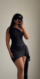 Simple Sheath One Shoulder Black Short Homecoming Dresses Birthday Outfit HZ1024