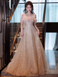 Sexy A Line Off The Shoulder Sequin Long Prom Dresses Birthday Outfits With Feather HZ1024