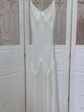 Simple Sheath Spaghetti Straps Ivory Long Prom Dress Formal Dresses With Pearls HZ1024