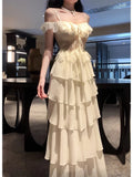 Modest A line Spaghetti Straps Long White Chiffon Prom Dress Evening Dresses HZ1024