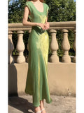Modest A line U Neckline Short Sleeves Green Prom Dress Evening Dresses HZ1024