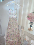 Modest Sheath Spaghetti Straps Lilac Floral Long Prom Dresses Evening Dress HZ1024