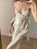 Modest A Line Spaghetti Straps White Prom Dresses Ruffles Backless Evening Dress HZ1024