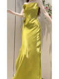 Pretty Sheath Spaghetti Straps Green Long Prom Dresses Evening Dress With Flowers HZ1024