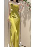 Pretty Sheath Spaghetti Straps Green Long Prom Dresses Evening Dress With Flowers HZ1024