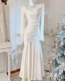 Pretty Mermaid Square Neckline Light Sky Blue Silk Satin Prom Dresses Sexy Evening Dress HZ1024