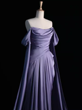 Sexy Sheath Off The Shoulder Light Purple Long Prom Dresses Satin Birthday Outfits HZ1024