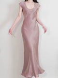 Pretty Sheath Scoop Neckline Pink Silk Chiffon Prom Dresses Ankle Length Evening Dress HZ1024
