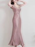 Pretty Sheath Scoop Neckline Pink Silk Chiffon Prom Dresses Ankle Length Evening Dress HZ1024