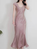 Pretty Sheath Scoop Neckline Pink Silk Chiffon Prom Dresses Ankle Length Evening Dress HZ1024