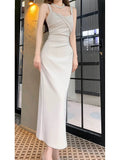 Pretty Sheath Straps Ankle Length Prom Dresses Simple Evening Dress HZ1024