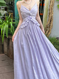Pretty A Line Spaghetti Straps Lilac Long Prom Dresses Simple Evening Dress HZ1024
