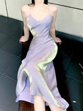 Pretty A Line Spaghetti Straps Lilac Ankle Length Prom Dresses Simple Evening Dress HZ1024