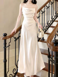 Modest Sheath Spaghetti Straps White Long Prom Dresses Sexy Evening Dress HZ1024