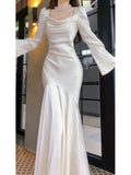 Vintage Sheath Strapless Ivory Long Sleeves Prom Dresses HZ1024
