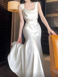 Vintage Sheath Straps Ivory Long Prom Dresses HZ1024
