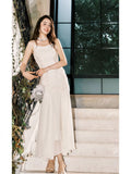 Pretty Mermaid Spaghetti Straps White Floral Lace Long Prom Dresses HZ1024
