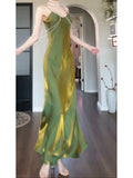 Pretty Sheath Spaghetti Straps Green Long Prom Dresses HZ1024