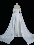Sexy Sheath Off The Shoulder White Long Prom Dresses Satin Birthday Outfits HZ1024