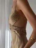 Pretty Mermaid Spaghetti Straps Champagne Long Prom Dresses Sexy Evening Dress HZ1024