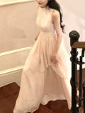 Gorgeous A Line High Neckline Chiffon Long Prom Dresses Evening Dress HZ1024