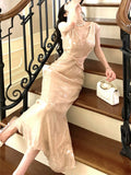 Gorgeous Mermaid V Neckline Sequin Champagne Long Prom Dresses Evening Dress HZ1024