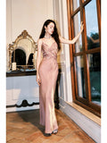 Classy Sheath Spaghetti Straps Sleeveless Long Prom Dresses Evening Dress HZ1024