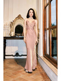 Classy Sheath Spaghetti Straps Sleeveless Long Prom Dresses Evening Dress HZ1024