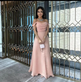 Sexy A Line Off The Shoulder Strapless Pink Long Prom Dresses Evening Dress With Ruffles HZ1024