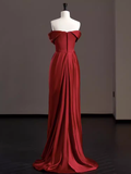 Sexy Mermaid Red Off The Shoulder Long Prom Dresses Satin Birthday Outfits HZ1024