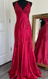 Sexy Sheath Spaghetti Straps Sleeveless Hot Pink Long Prom Dresses Evening Gowns HZ1024