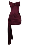 Strapless Draped Corset Dress Burgundy Homecoming Dresses Party Dress HZ1024