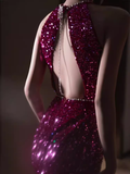 Sexy Mermaid Scoop Neckline Sequin Prom Dresses Long Birthday Outfits HZ1024