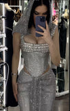 Pretty Mermaid Square Neckline Sequin Silver Long Prom Dresses Glitter Evening Dress HZ1024