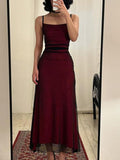 Fancy Sheath Straps Burgundy Black Long Prom Dresses HZ1024