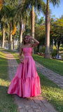 Classy A line Strapless Satin Long Prom Dresses Evening Dress HZ1024