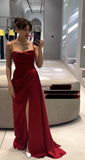 Pretty Mermaid Burgundy Slit Prom Dresses Formal Occasion Dress HZ1024