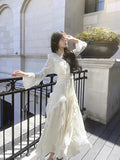 Gorgeous A line Chiffon Long Sleeves White Prom Dress With Layers HZ1024