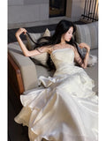 Gorgeous Sheath Spaghetti Straps White Layers Long Prom Dresses Evening Dress HZ1024